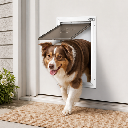 Ortekor Weatherproof Aluminum Frame & Magnetic Seal Pet Door (Locking Panel)