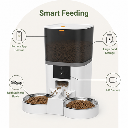 Ortekor WiFi App Control & Stainless Steel Bowl Pet Feeder