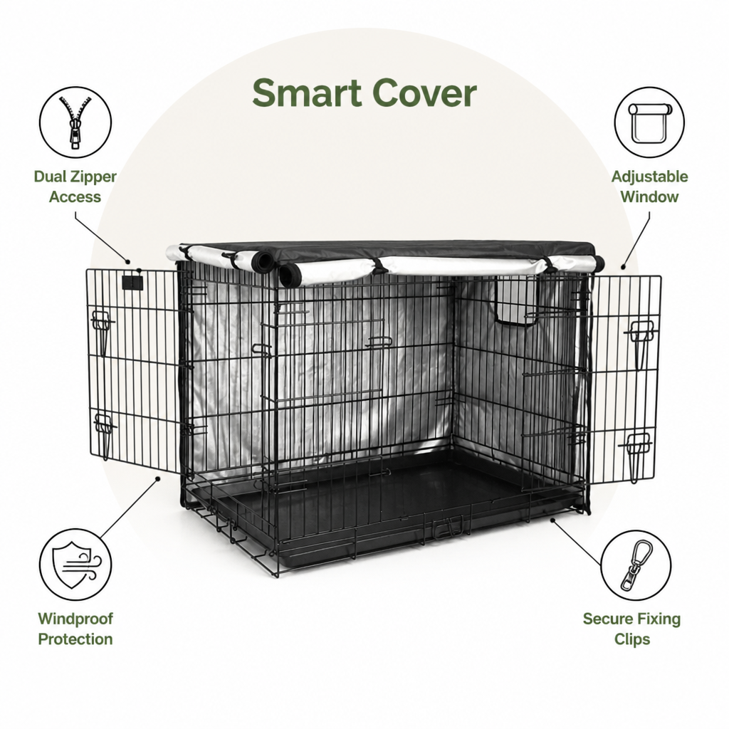 Ortekor Windproof Oxford & Two-Zip Doors Dog Crate Cover