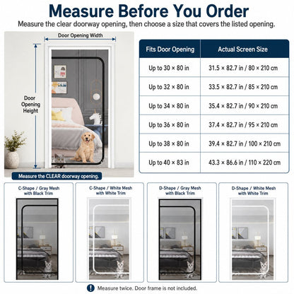 Fine-Grid Dual-Zipper Pet Mesh Door (No-Drill Install)