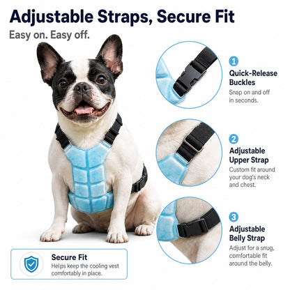 PCM & Waterproof Pet Cooling Vest (Adjustable Straps & Quick-Release Buckles)