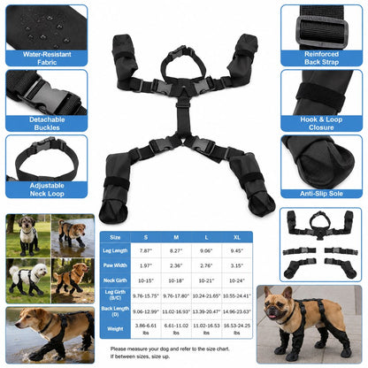 Stay-On Harness Water-Resistant & Anti-Slip Dog Boots