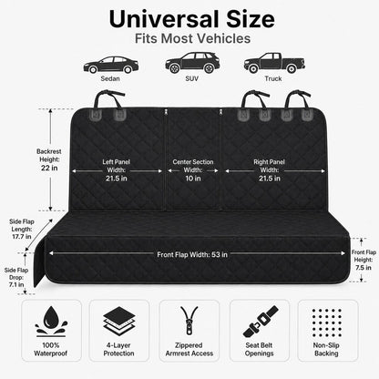 Waterproof Quilted Non-Slip Rear Bench Pet Car Seat Cover