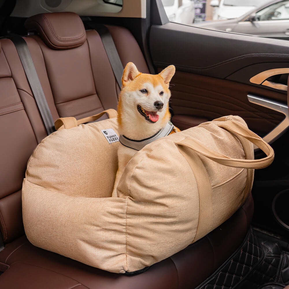 Portable Pet Carrier Booster Seat with Safety Harness and Washable Cover for Small Dogs