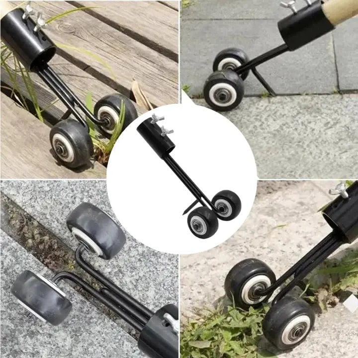 Twin-Wheel Patio Crack Weeder for Brick Pavers, Walkways & Garden Edging – Iron Scraper Tool Head for Standard Handle