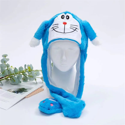 Plush Hat with Pop-Up Ears for Kids & Adults – Interactive Cosplay Beanie with Squeeze Paws | Fun Winter Accessory for Parties, Christmas