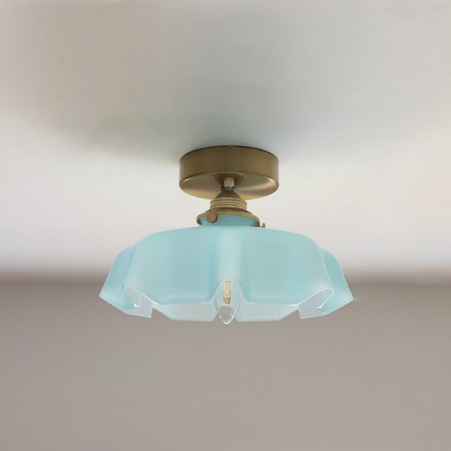 Suspension en verre rétro « Fleur drapée » – Design floral élégant aux couleurs pastel