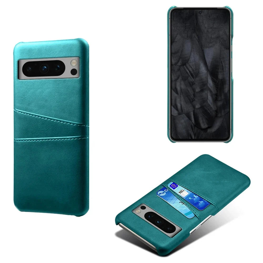 Phone Wallet Case with Two Card Slots for Google Pixel – Leather-Look Protective Cover with Raised Edges & Precise Cutouts