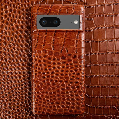 Genuine Leather Phone Case for Google Pixel – Textured Crocodile Grain Design with Raised Edges & Camera Protection