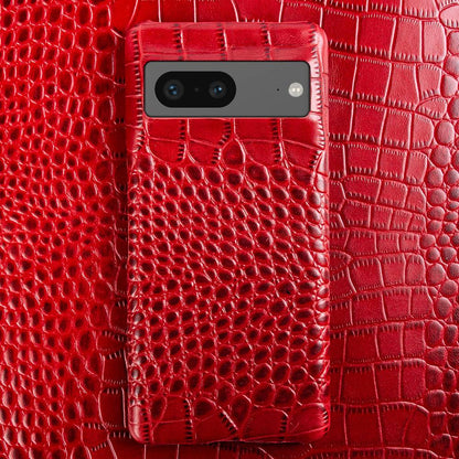 Genuine Leather Phone Case for Google Pixel – Textured Crocodile Grain Design with Raised Edges & Camera Protection