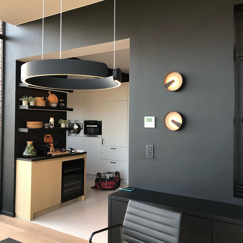 Ortekor Dual-Ring Pendant Light | Adjustable Height LED Hanging Light with Warm White Glow for Contemporary Kitchens