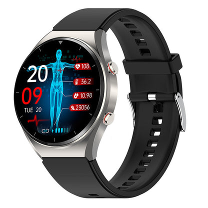 Montre connectée santé avec moniteur de glycémie, ECG, suivi de la fréquence cardiaque et capteur de tension artérielle pour le fitness, le bien-être et l'usage quotidien, pour hommes et femmes