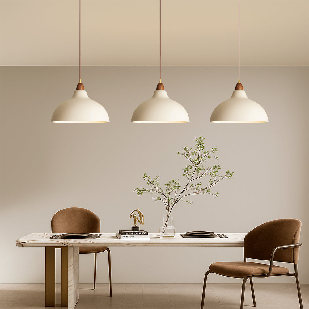 Adjustable Height Ceiling Fixture Wood & Metal Shade 14 Inch Beige for Dining Room Kitchen Island Living Room Entryway E27 Socket 220-240V