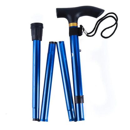 Folding Walking Cane for Seniors – Adjustable Aluminum Support Stick with Ergonomic Handle & Wrist Strap – Lightweight Travel Cane for