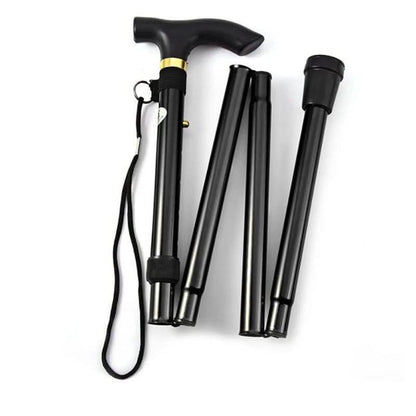 Folding Walking Cane for Seniors – Adjustable Aluminum Support Stick with Ergonomic Handle & Wrist Strap – Lightweight Travel Cane for