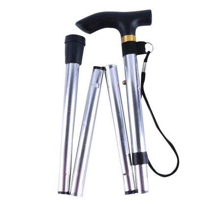 Folding Walking Cane for Seniors – Adjustable Aluminum Support Stick with Ergonomic Handle & Wrist Strap – Lightweight Travel Cane for