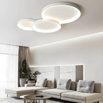Modern Ring LED Flush Mount Light for Living Room 20 in Black Acrylic Overhead Fixture Home Office Dining Area Low Profile Circle Design 1-R