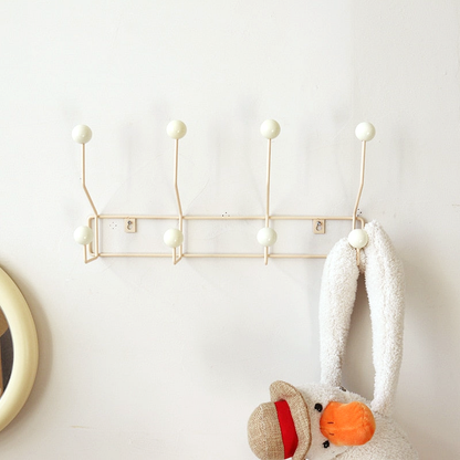 Porte-manteau mural en métal pour entrée – Design à double crochet avec boutons brillants pour manteaux, sacs et chapeaux – Organisateur compact gain de place pour couloir