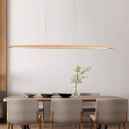 Linear Wood Ceiling Light Fixture with Built-In LED Warm Glow for Kitchen Island Dining Room Office Adjustable Height Bar Lamp Modern Farmho