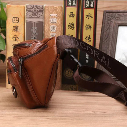 Genuine Cowhide Leather Waist Bag | Ample Storage & Versatile Design for Travel