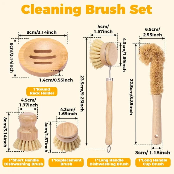 BAMBOONEST – Kitchen Scrub Brush Set for Pots & Utensils