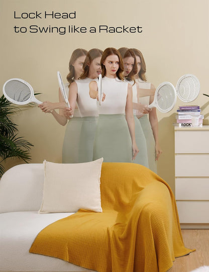 Eco-Friendly Electric Fly Swatter with 90-Degree Swivel Head for Effective Insect Control