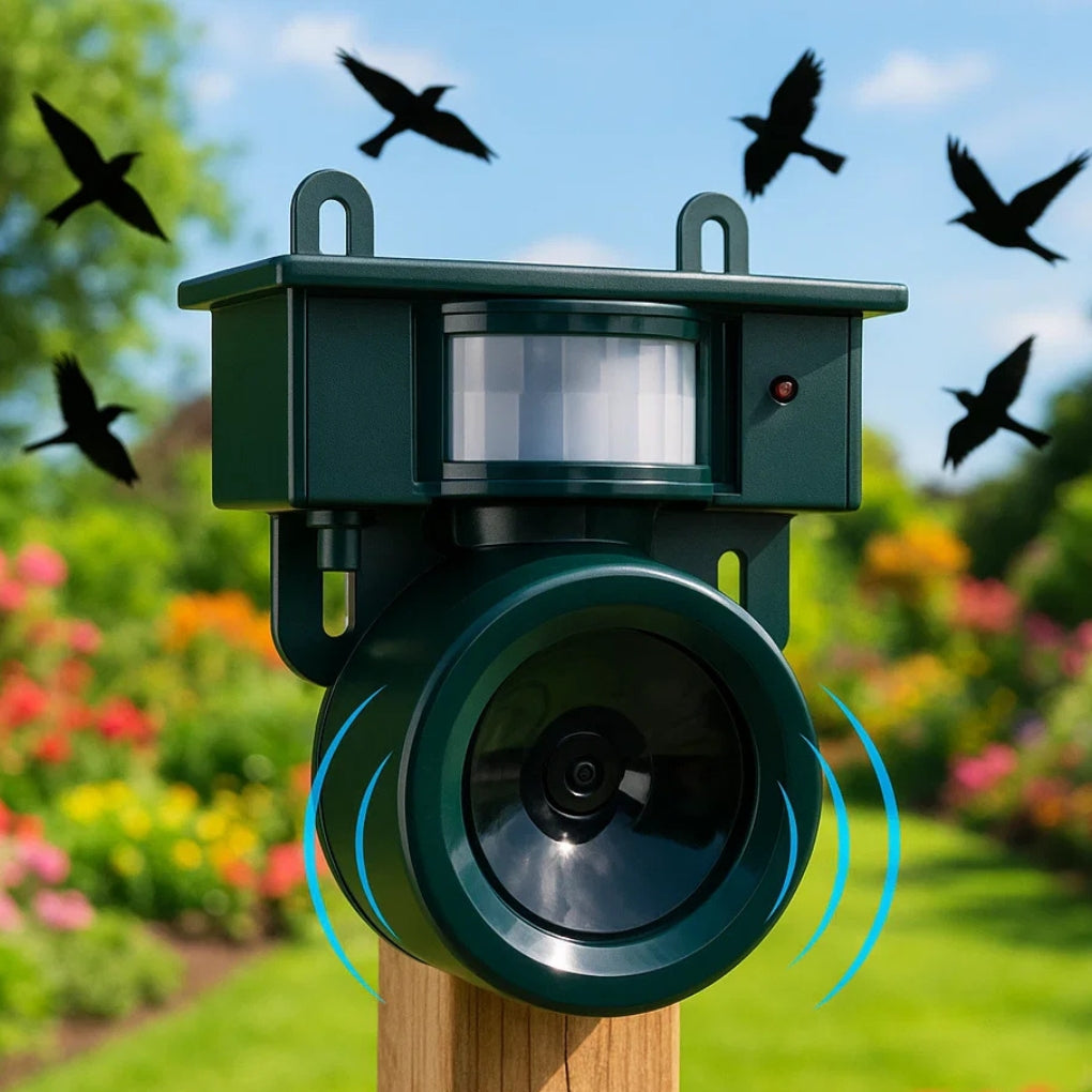 EcoGuard | Bird Deterrent Repeller with Motion Sensor & Natural Sounds | Effective Solution for Pigeon and Woodpecker Control
