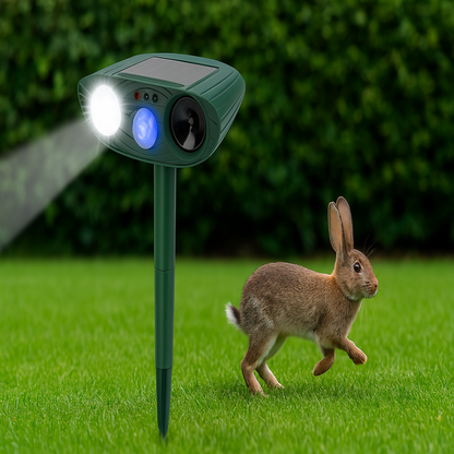 EcoGuard | Solar Powered Ultrasonic Rabbit Repeller with Flashing Lights | Effective Pest Control for Gardens