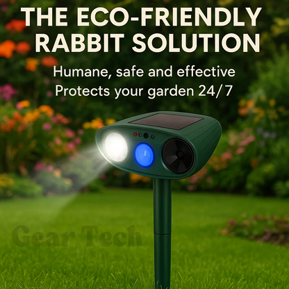 EcoGuard | Solar Powered Ultrasonic Rabbit Repeller with Flashing Lights | Effective Pest Control for Gardens