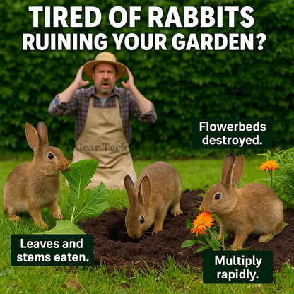 EcoGuard | Solar Powered Ultrasonic Rabbit Repeller with Flashing Lights | Effective Pest Control for Gardens