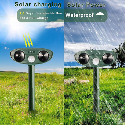 EcoGuard | Solar Powered Ultrasonic Rabbit Repeller with Flashing Lights | Effective Pest Control for Gardens