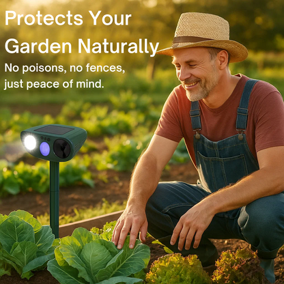 EcoGuard | Solar Powered Ultrasonic Rabbit Repeller with Flashing Lights | Effective Pest Control for Gardens