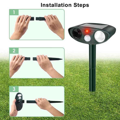 EcoGuard | Solar Powered Ultrasonic Rabbit Repeller with Flashing Lights | Effective Pest Control for Gardens