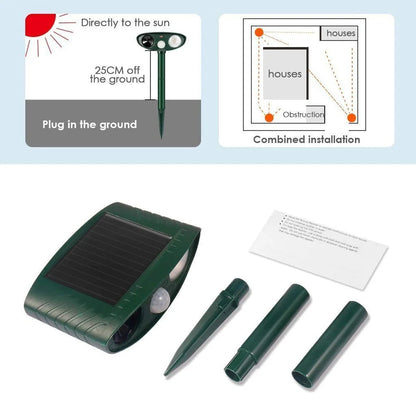 EcoGuard | Ultrasonic Chipmunk Repeller with Solar Power & Motion Sensor | 2425 sq ft Coverage for Safe Pest Control