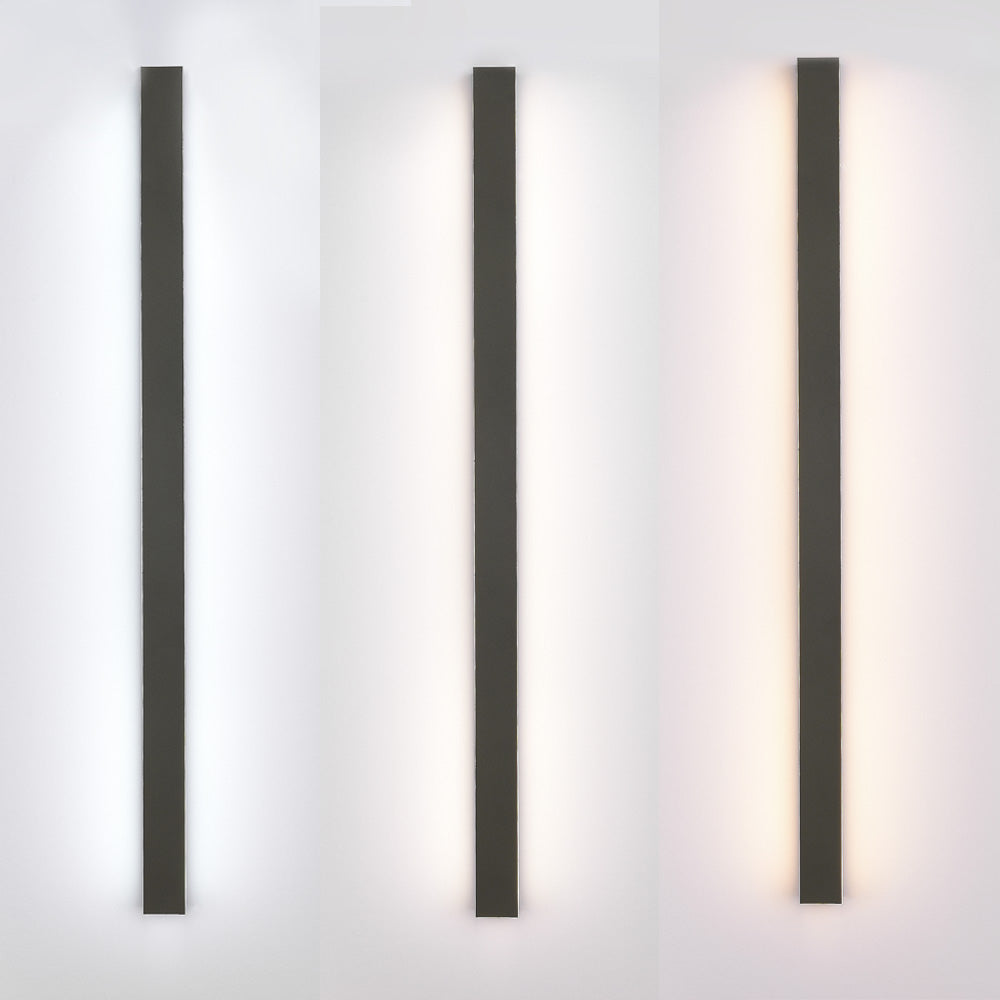 Outdoor Linear LED Wall Light 78 in Black Weatherproof Fixture for Facade Garden Patio Hallway Pathway Entrance IP65 Architectural Slim Prof