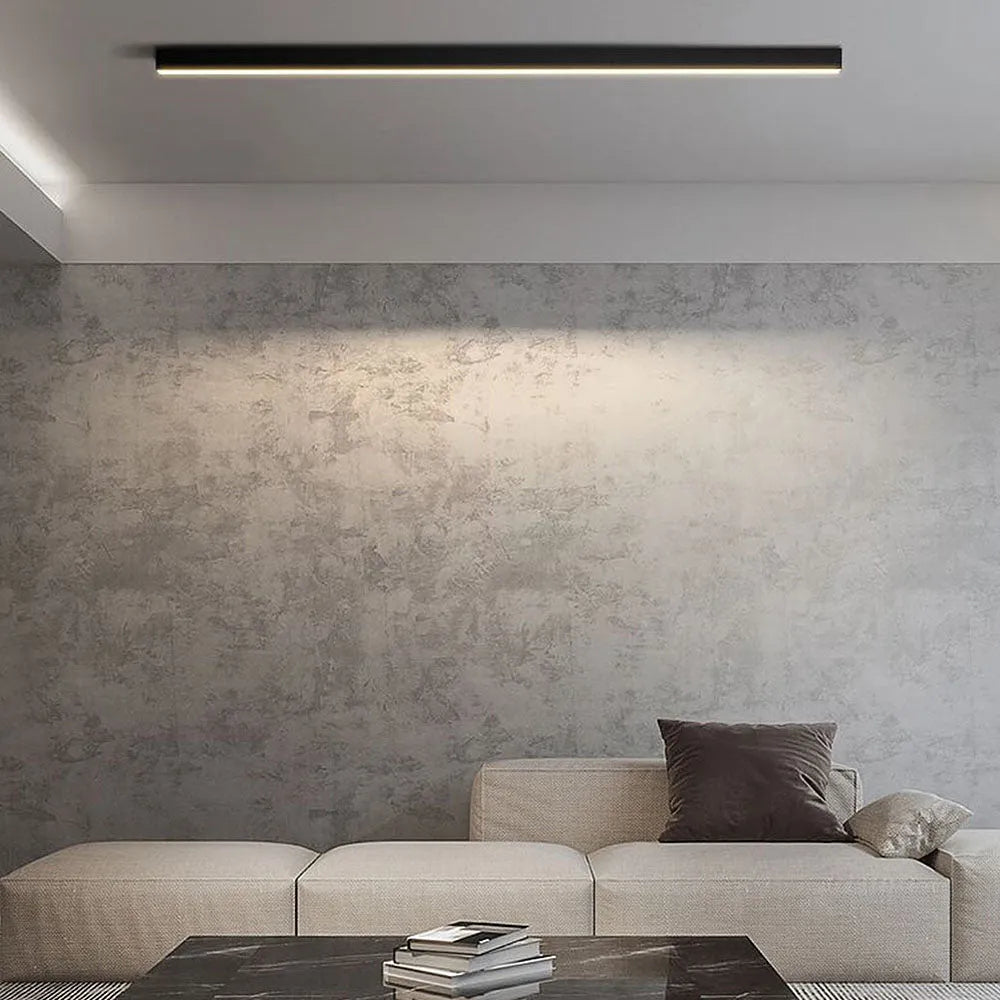 Plafonnier LED linéaire à montage encastré de 47 pouces, luminaire noir pour chambre, salon, couloir, éclairage domestique minimaliste contemporain