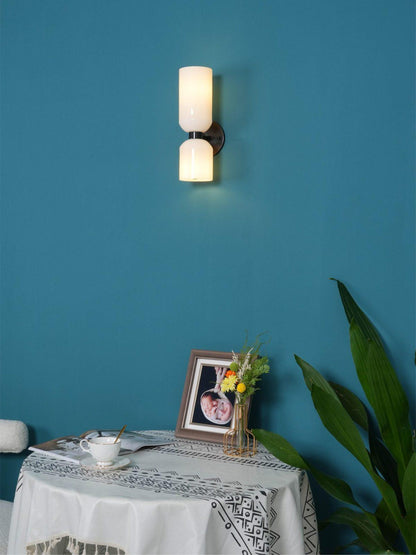 Modern Iron & Glass Double-Light Fixture for Hallway Bedroom Entryway Ambient Lighting Dimmable E14 Socket 14 in Height 6 in Depth