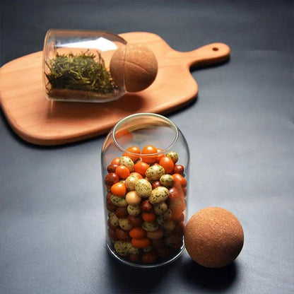 Glass Food Storage Jar Trio with Cork Lids for Kitchen Pantry Organization Dry Goods Flour Sugar Coffee Tea Spices
