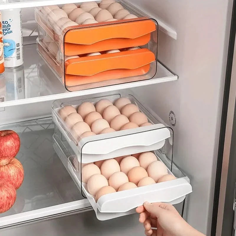 EGGLIVA – 2-Layer Refrigerator Egg Storage Box Organizer