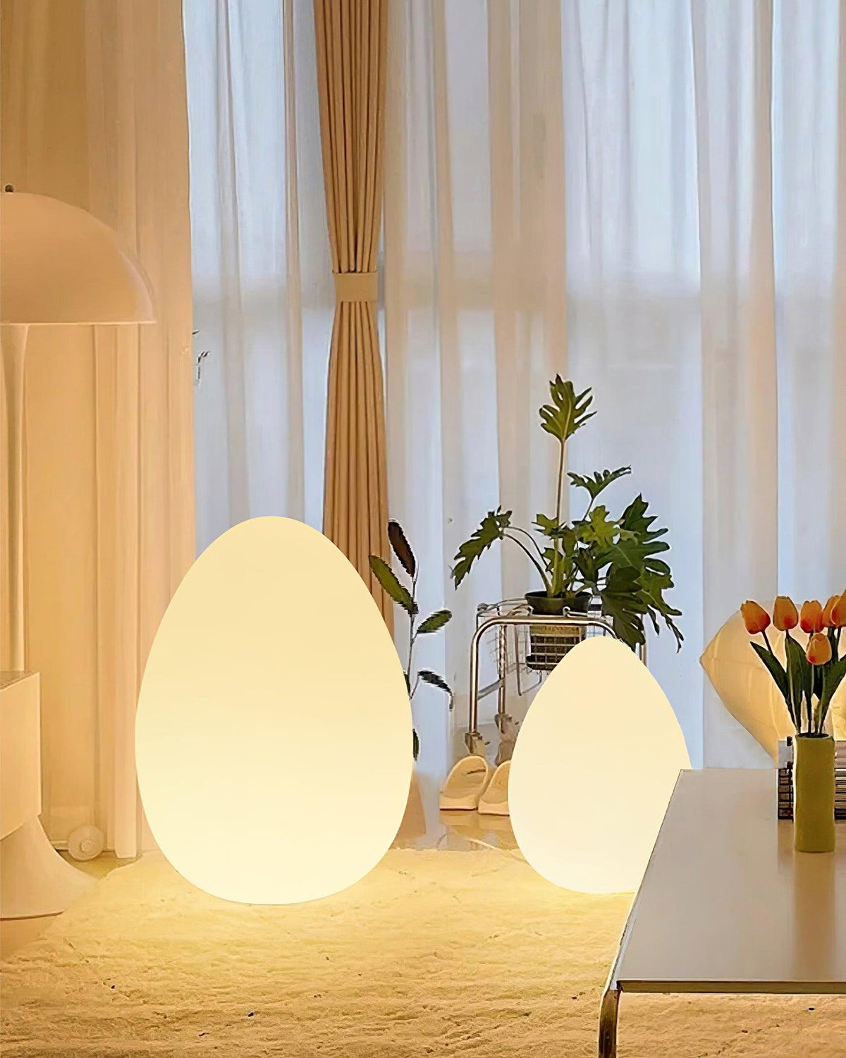 Lampe d'ambiance LED en forme d'œuf, 30 cm, abat-jour en polyéthylène blanc, 3 modes d'éclairage, lampe d'appoint sans fil et rechargeable pour intérieur et extérieur, salon et terrasse