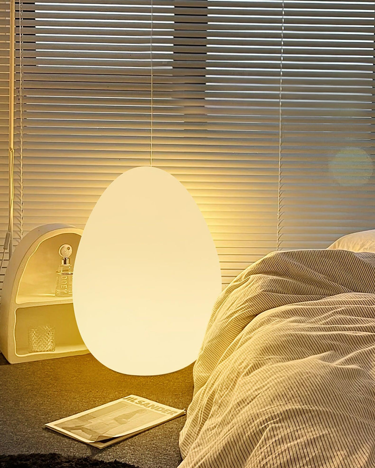 Lampe d'ambiance LED en forme d'œuf, 30 cm, abat-jour en polyéthylène blanc, 3 modes d'éclairage, lampe d'appoint sans fil et rechargeable pour intérieur et extérieur, salon et terrasse