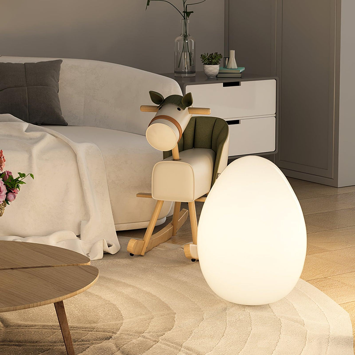 Lampe d'ambiance LED en forme d'œuf, 30 cm, abat-jour en polyéthylène blanc, 3 modes d'éclairage, lampe d'appoint sans fil et rechargeable pour intérieur et extérieur, salon et terrasse