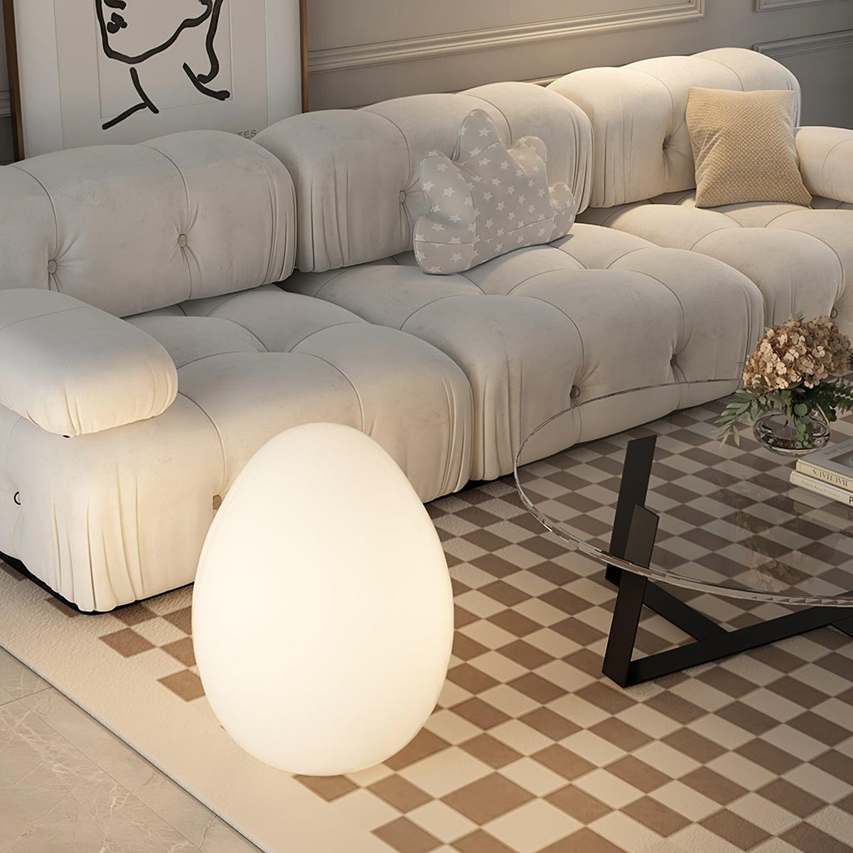 Lampe d'ambiance LED en forme d'œuf, 30 cm, abat-jour en polyéthylène blanc, 3 modes d'éclairage, lampe d'appoint sans fil et rechargeable pour intérieur et extérieur, salon et terrasse