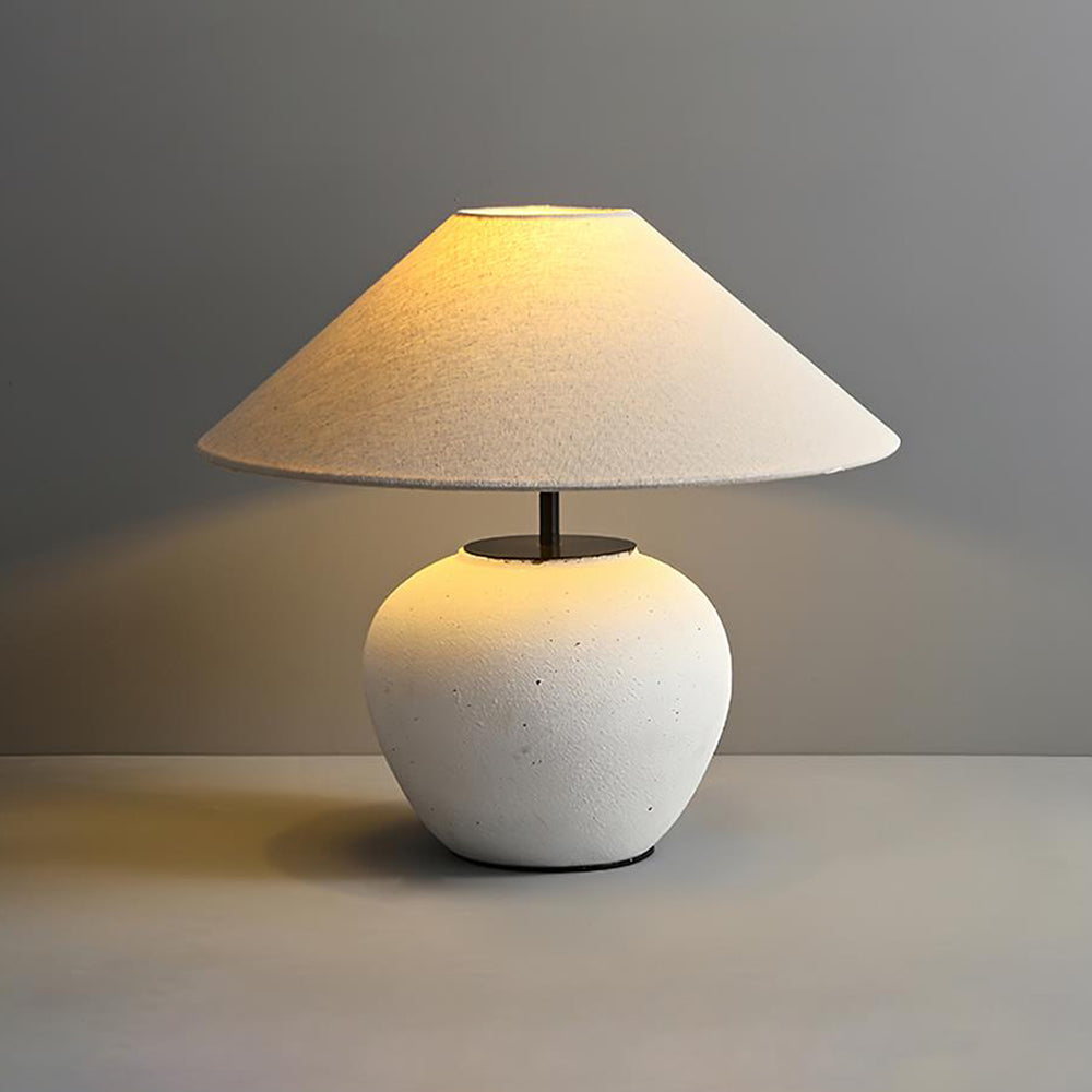 Handcrafted Ceramic Bedside Lamp 16x15 inches White Ambient Light for Bedroom Nightstand Reading Corner Living Room Side Table Desk Accent M