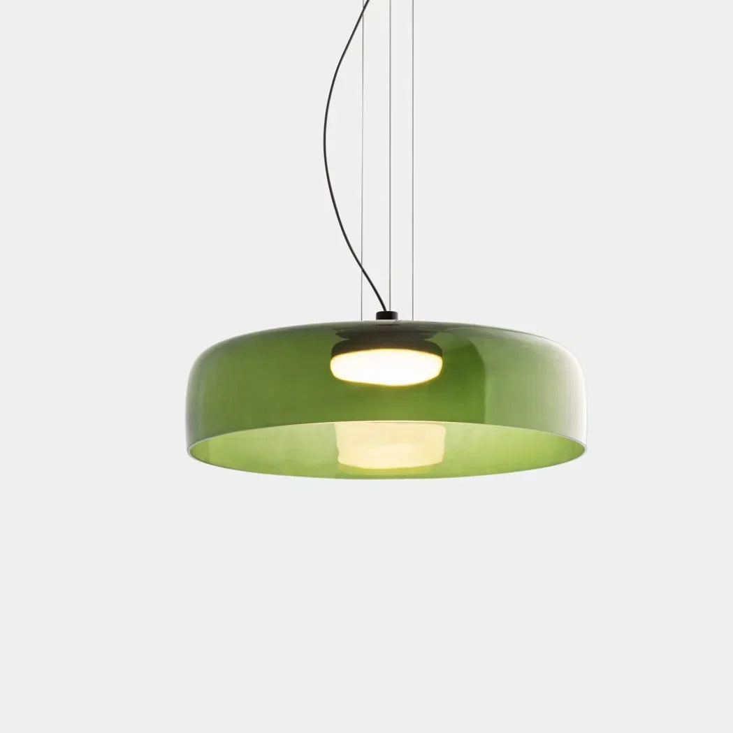 Layered Glass Bowl Ceiling Fixture 10 in Diameter Adjustable Drop Length Multi-Tone Illumination for Kitchens Dining Spaces Living Rooms Mod
