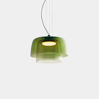 Layered Glass Bowl Ceiling Fixture 10 in Diameter Adjustable Drop Length Multi-Tone Illumination for Kitchens Dining Spaces Living Rooms Mod