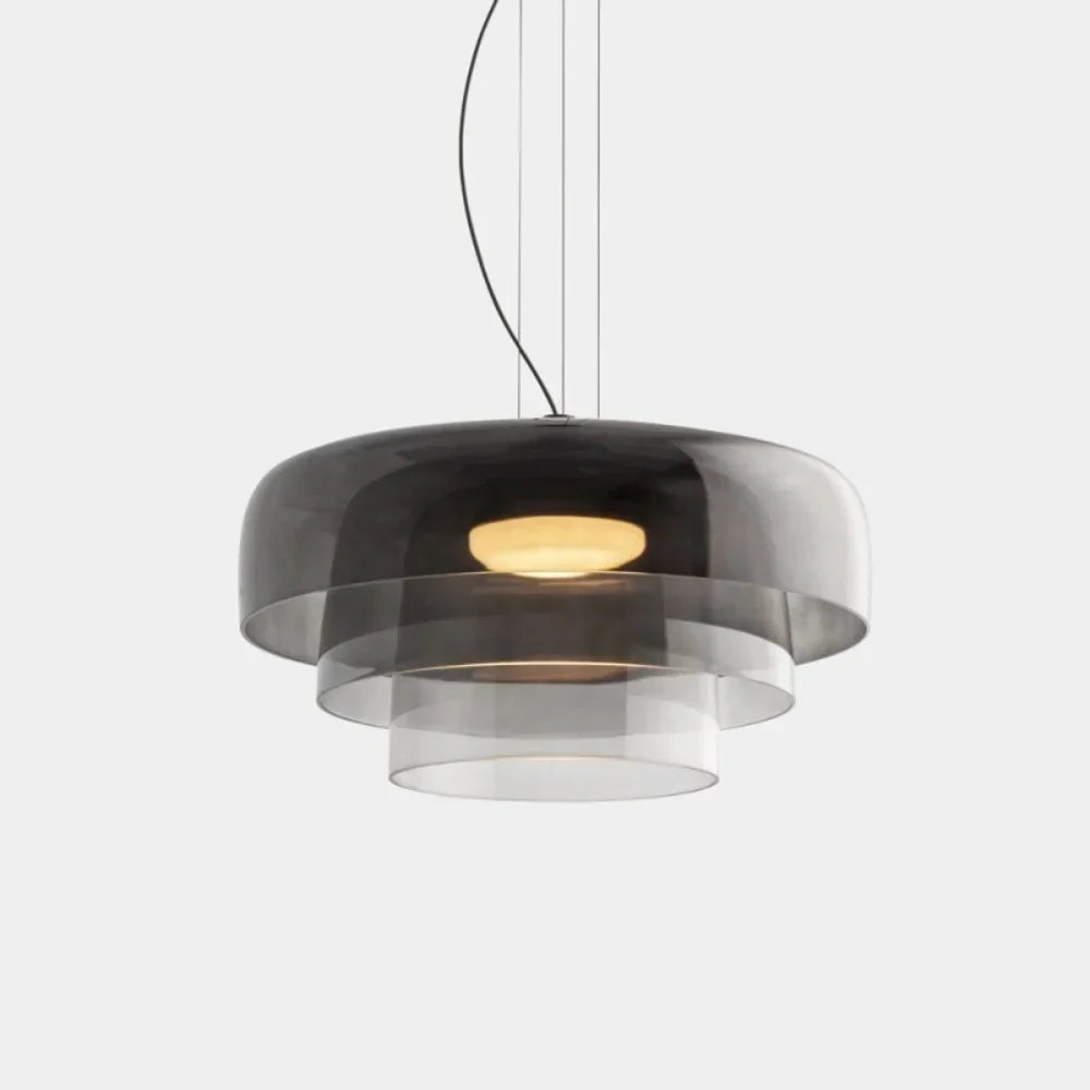 Layered Glass Bowl Ceiling Fixture 10 in Diameter Adjustable Drop Length Multi-Tone Illumination for Kitchens Dining Spaces Living Rooms Mod