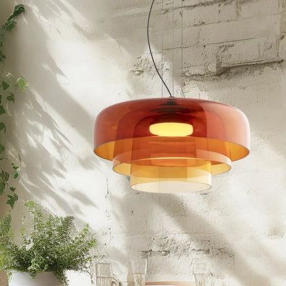 Layered Glass Bowl Ceiling Fixture 10 in Diameter Adjustable Drop Length Multi-Tone Illumination for Kitchens Dining Spaces Living Rooms Mod