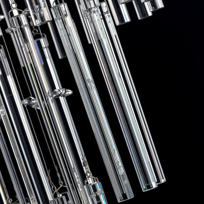 Cascading Crystal Tiered Chandelier for Foyer & Staircase – Adjustable Height Statement Lighting Fixture