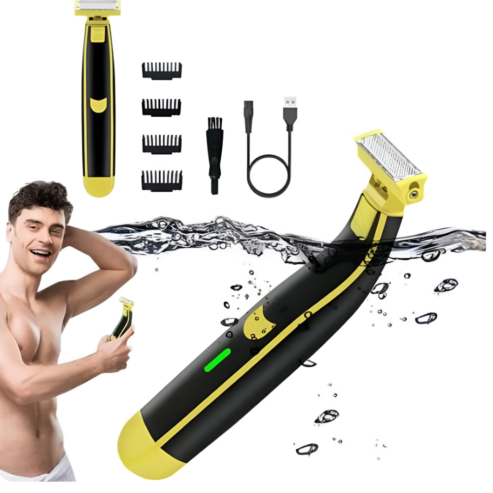 GroomEase | Tondeuse corps pour homme avec chargement USB et sabots réglables | Outil de rasage polyvalent pour des retouches sans effort